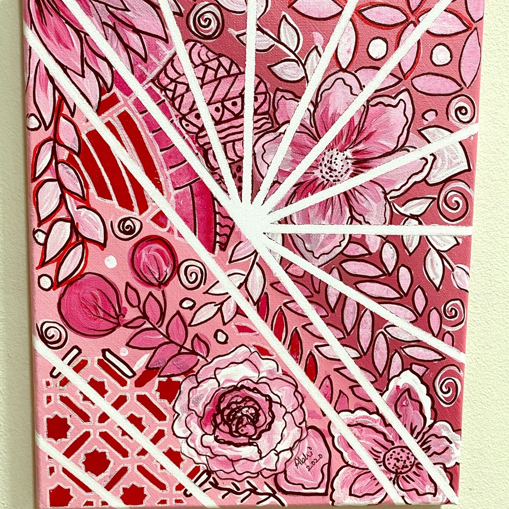 Pink flowers 🌸 🌸🌸on Canvas
